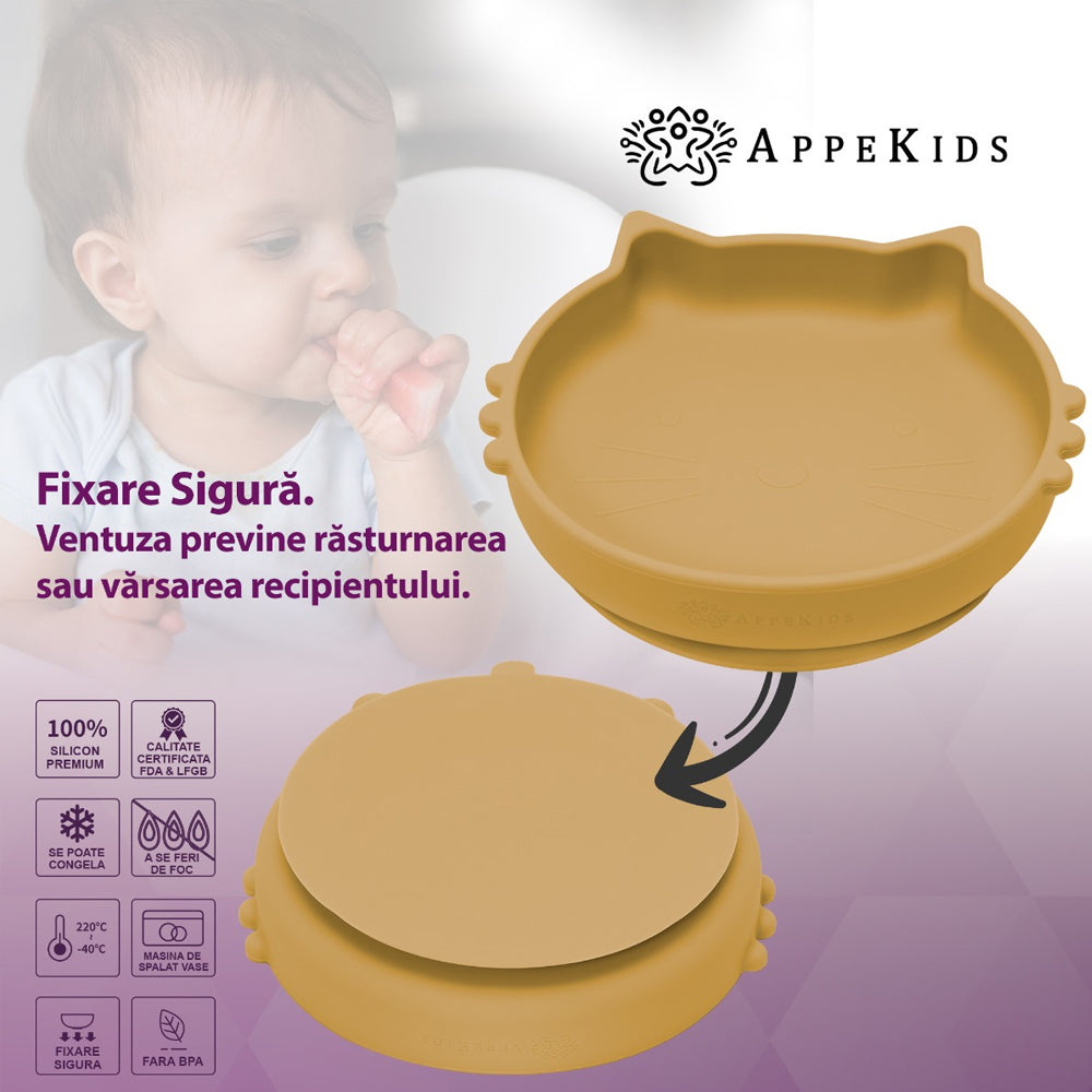 Set Diversificare, AppeKids, 100% Silicon, Kitty - Honey