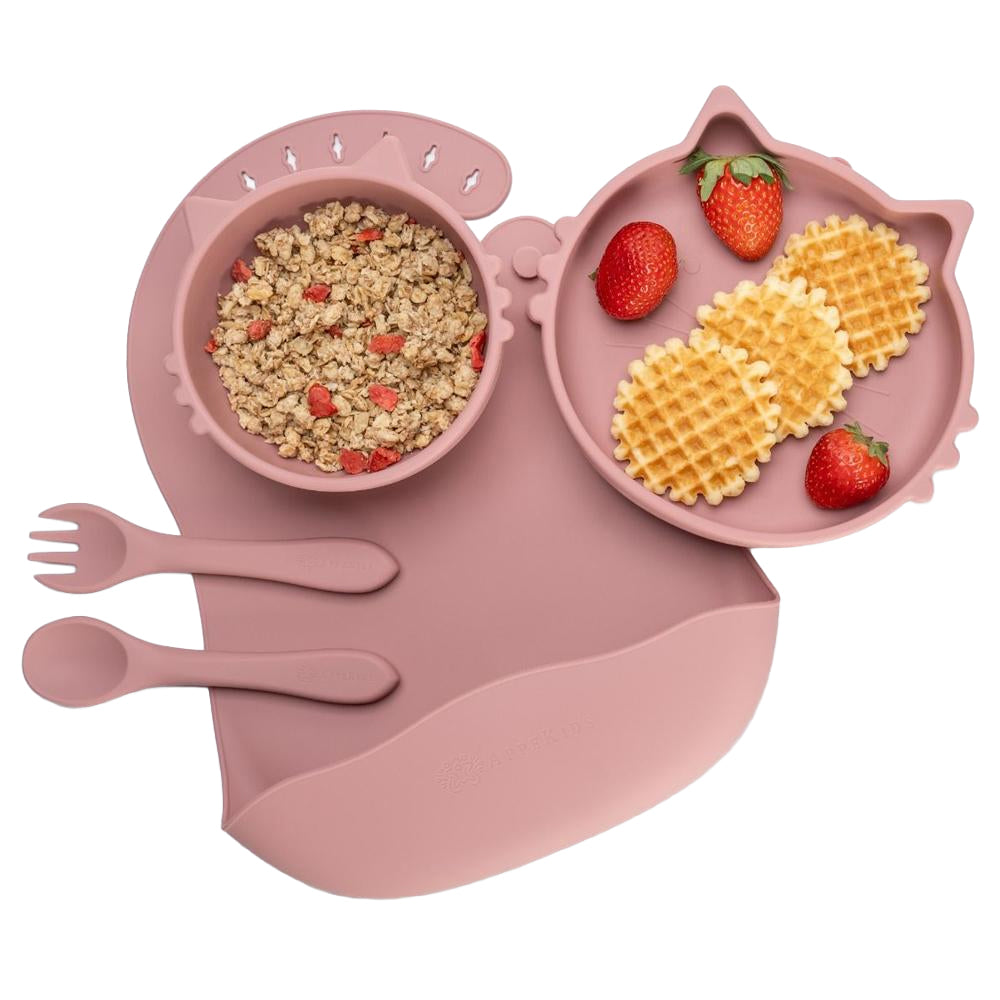 Set Diversificare, AppeKids, 100% Silicon, Kitty - Old Rose