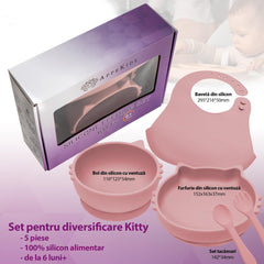 Set Diversificare, AppeKids, 100% Silicon, Kitty - Old Rose