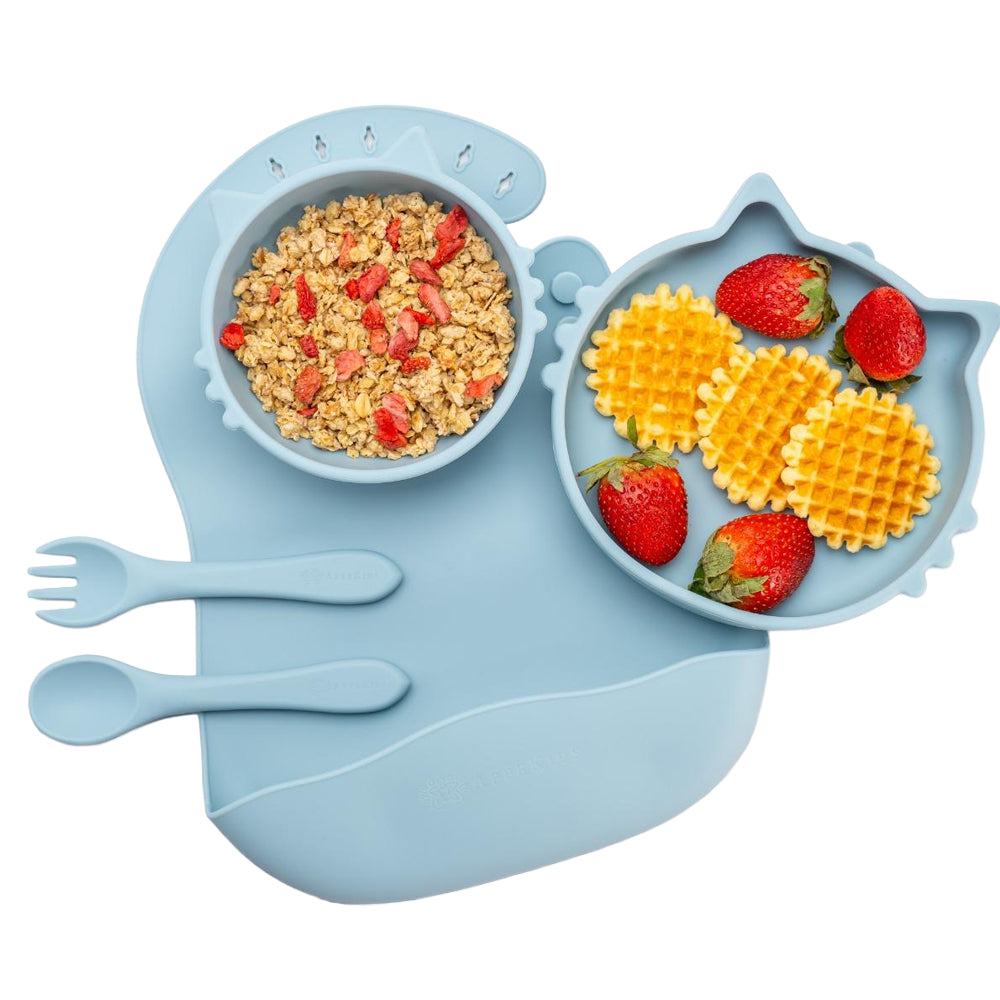 Set Diversificare, AppeKids, 100% Silicon, Kitty - Aqua Blue