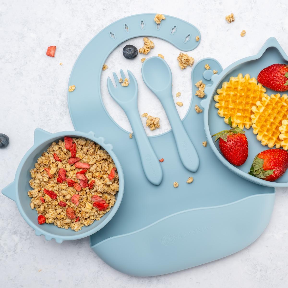 Set Diversificare, AppeKids, 100% Silicon, Kitty - Aqua Blue