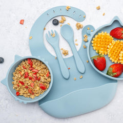 Set Diversificare, AppeKids, 100% Silicon, Kitty - Aqua Blue