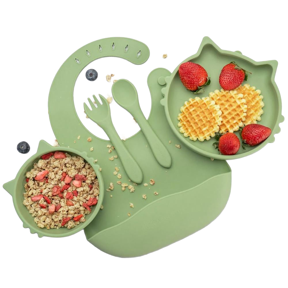Set Diversificare, AppeKids, 100% Silicon, Kitty - Raw Green