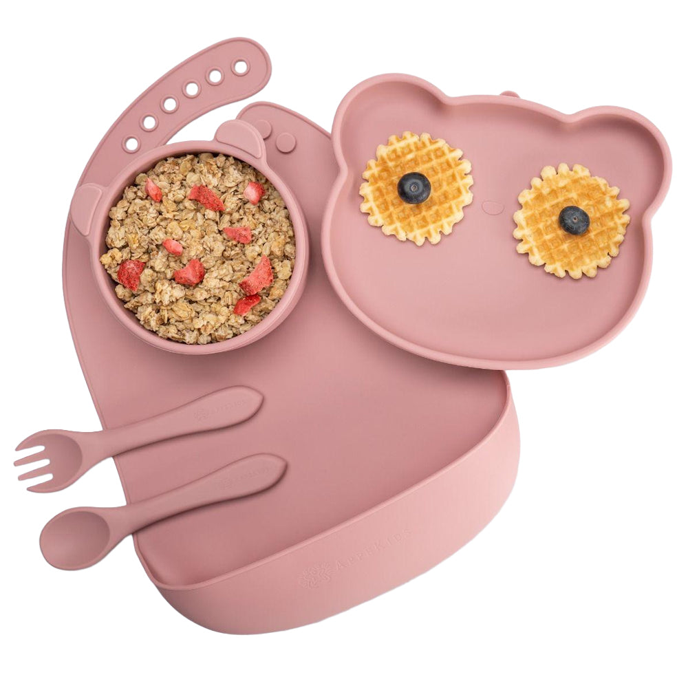 Set Diversificare, AppeKids, 100% Silicon, Panda - Old Rose