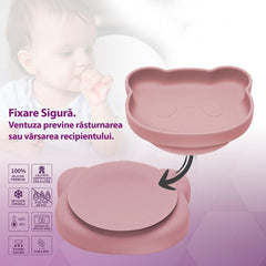Set Diversificare, AppeKids, 100% Silicon, Panda - Old Rose