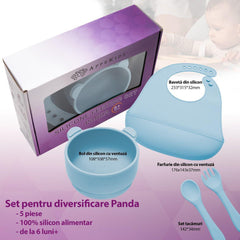 Set Diversificare, AppeKids, 100% Silicon, Panda - Aqua Blue