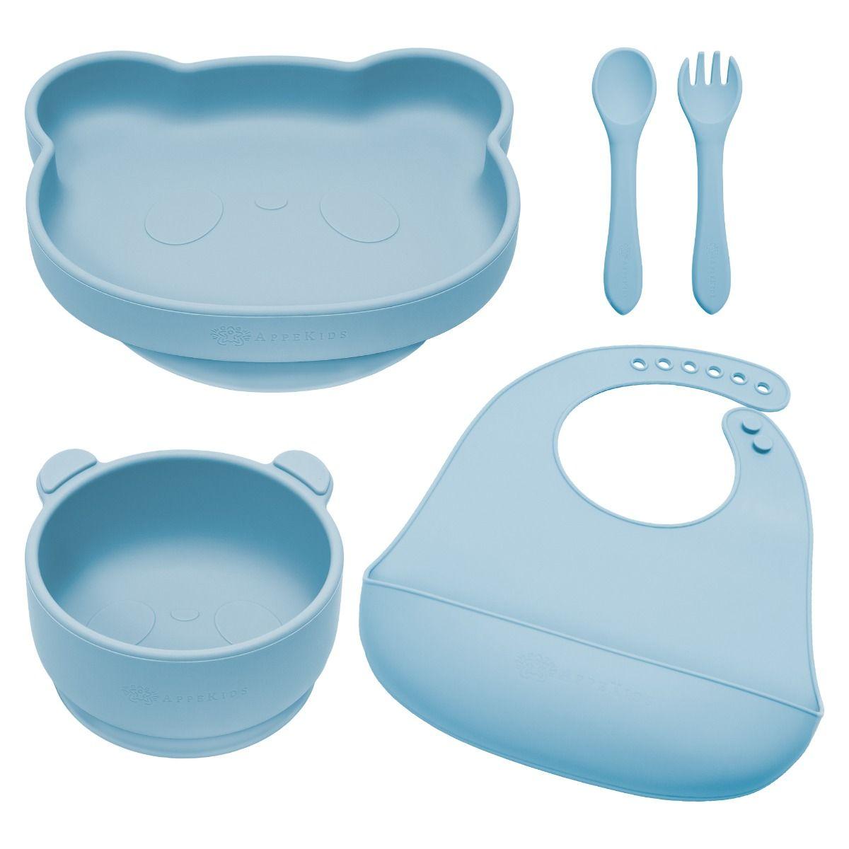 Set Diversificare, AppeKids, 100% Silicon, Panda - Aqua Blue