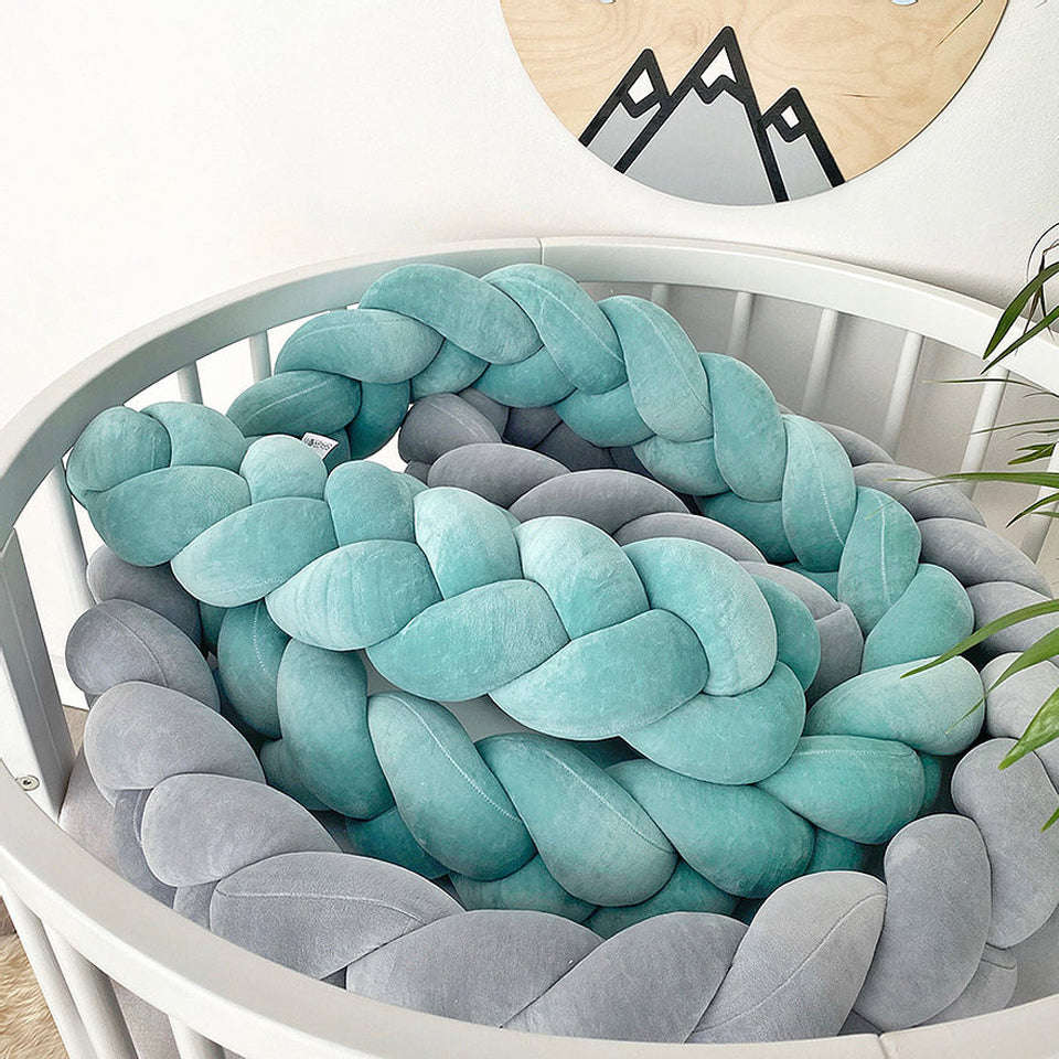 Protectie impletita din bumbac catifelat, Sparrow, Velvet Azure, 200cm