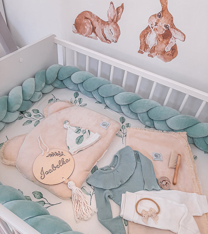 Protectie impletita din bumbac catifelat, Sparrow, Velvet Azure, 200cm