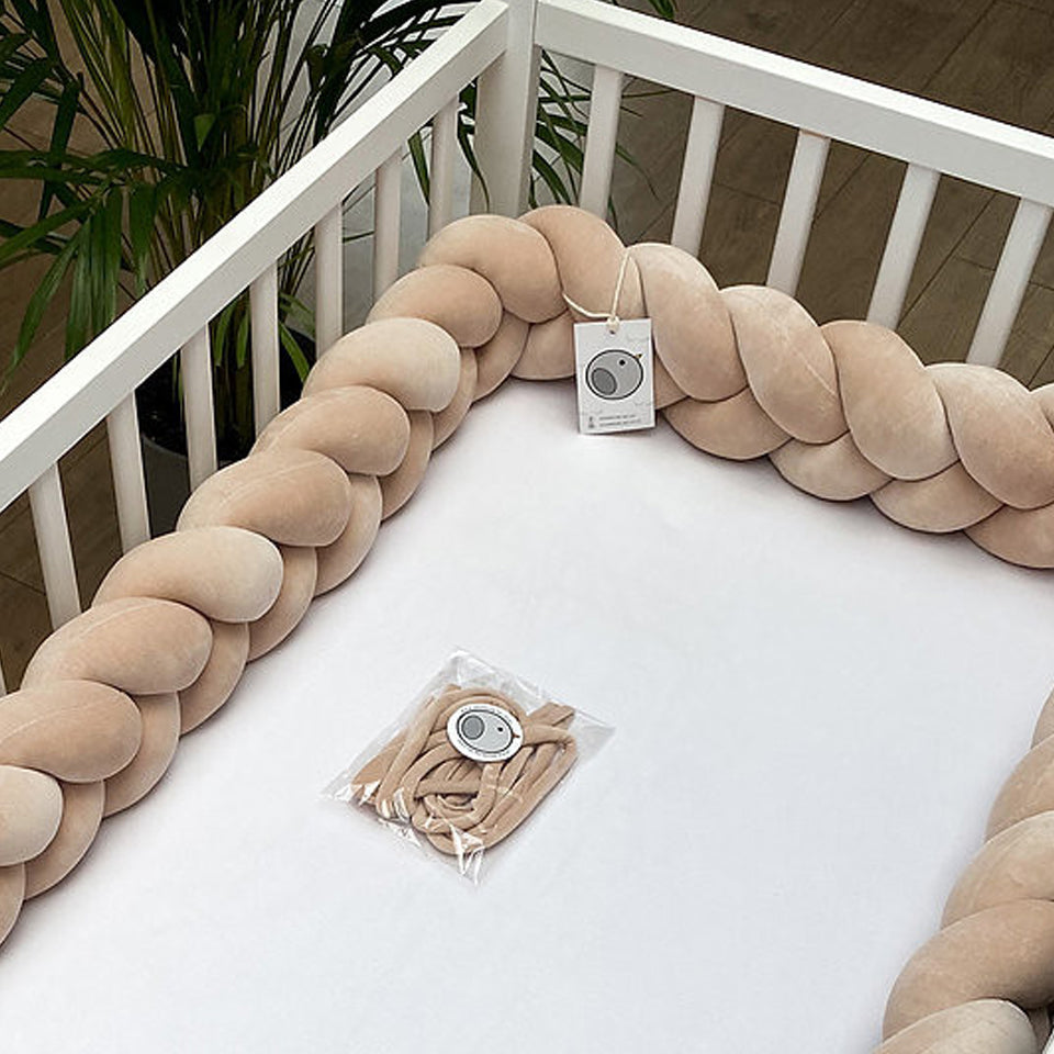 Protectie impletita din bumbac catifelat, Sparrow, Velvet Beige, 200cm