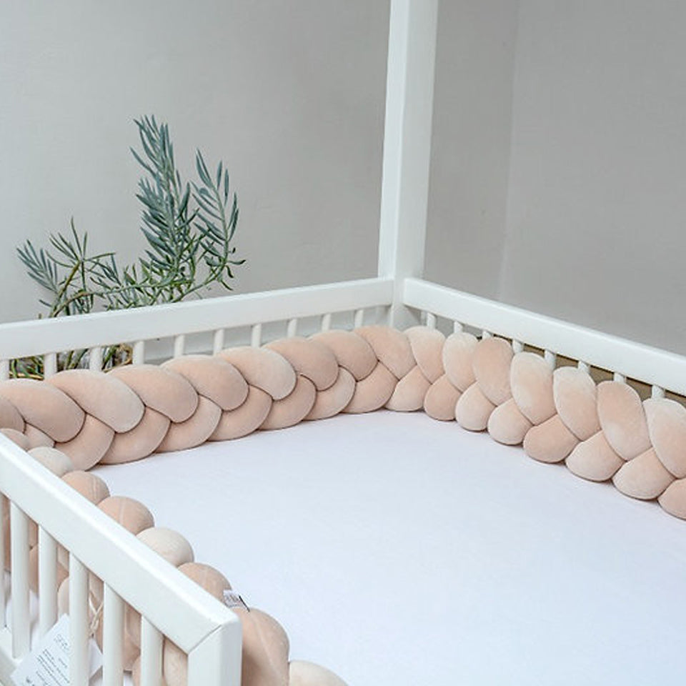 Protectie impletita din bumbac catifelat, Sparrow, Velvet Beige, 200cm