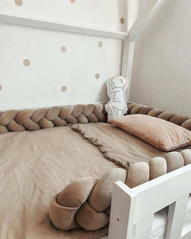 Protectie impletita din bumbac catifelat, Sparrow, Velvet Cappuccino, 200cm