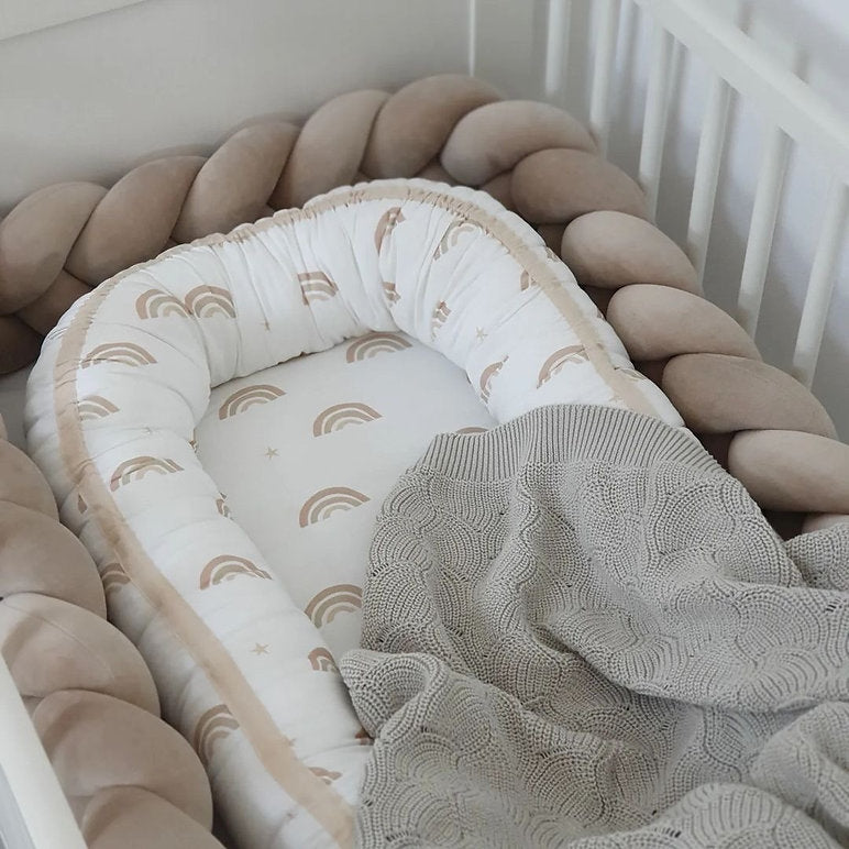 Protectie impletita din bumbac catifelat, Sparrow, Velvet Cappuccino, 200cm