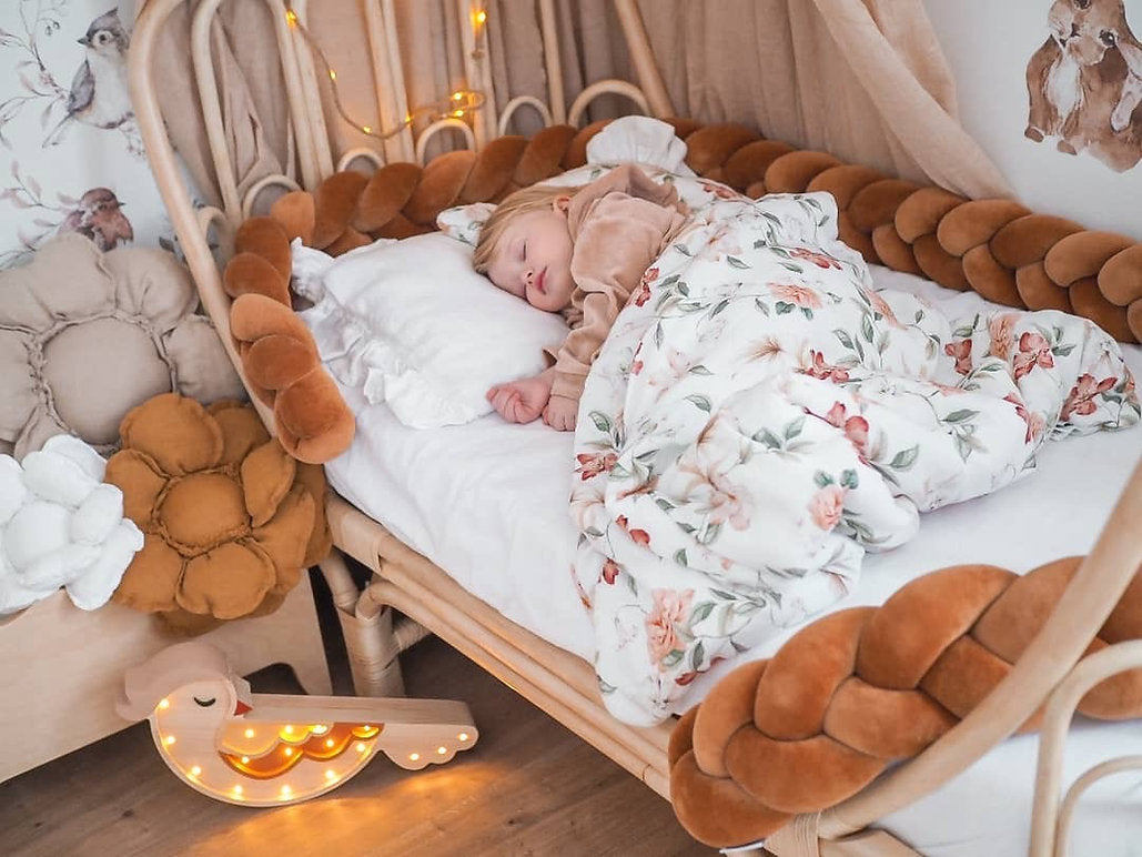 Protectie impletita din bumbac catifelat, Sparrow, Velvet Cinnamon, 200cm