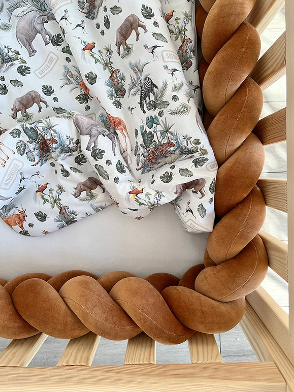 Protectie impletita din bumbac catifelat, Sparrow, Velvet Cinnamon, 200cm