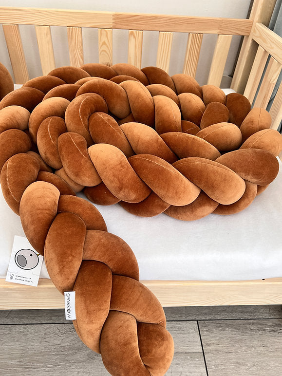 Protectie impletita din bumbac catifelat, Sparrow, Velvet Cinnamon, 200cm