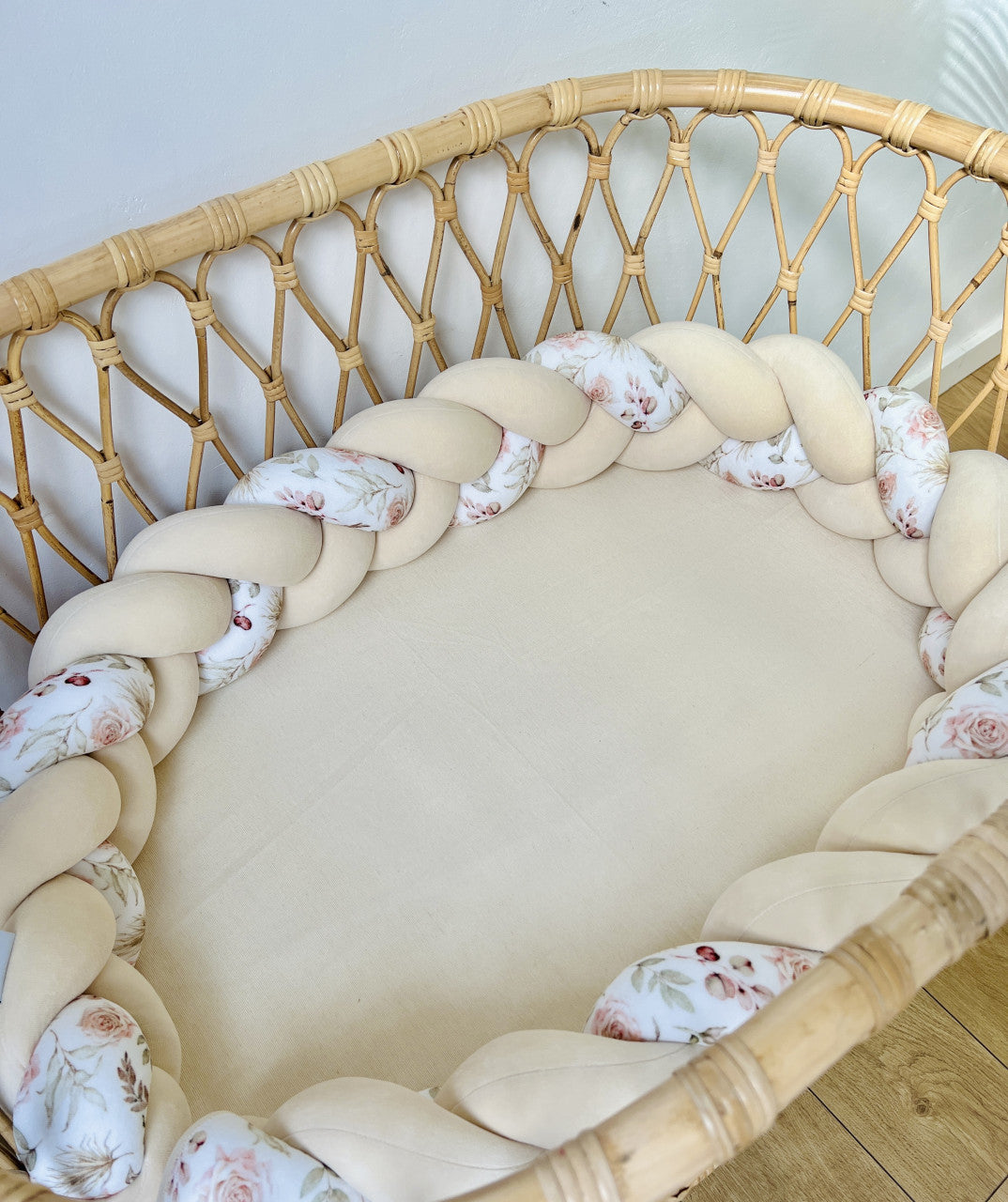 Protectie impletita din bumbac catifelat, Sparrow, Almond Flowers, 340cm