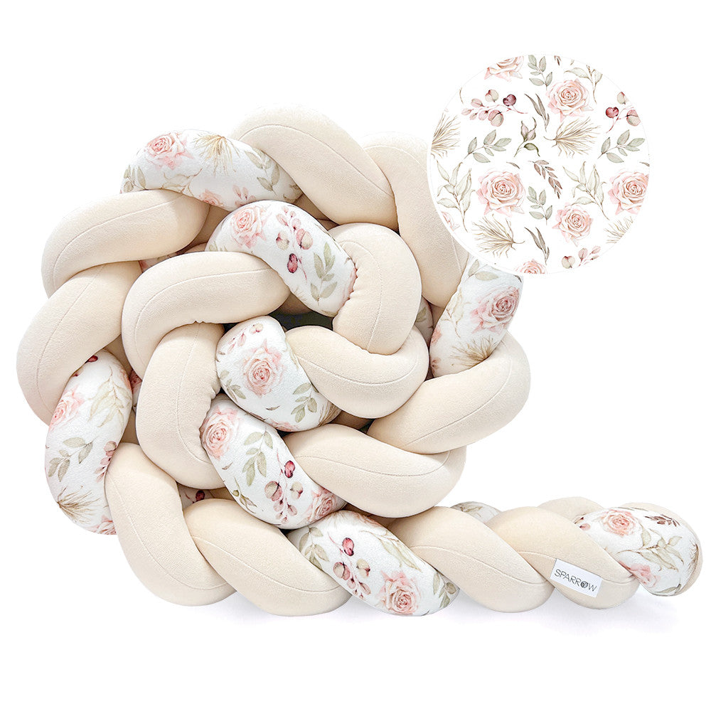 Protectie impletita din bumbac catifelat, Sparrow, Almond Flowers, 340cm