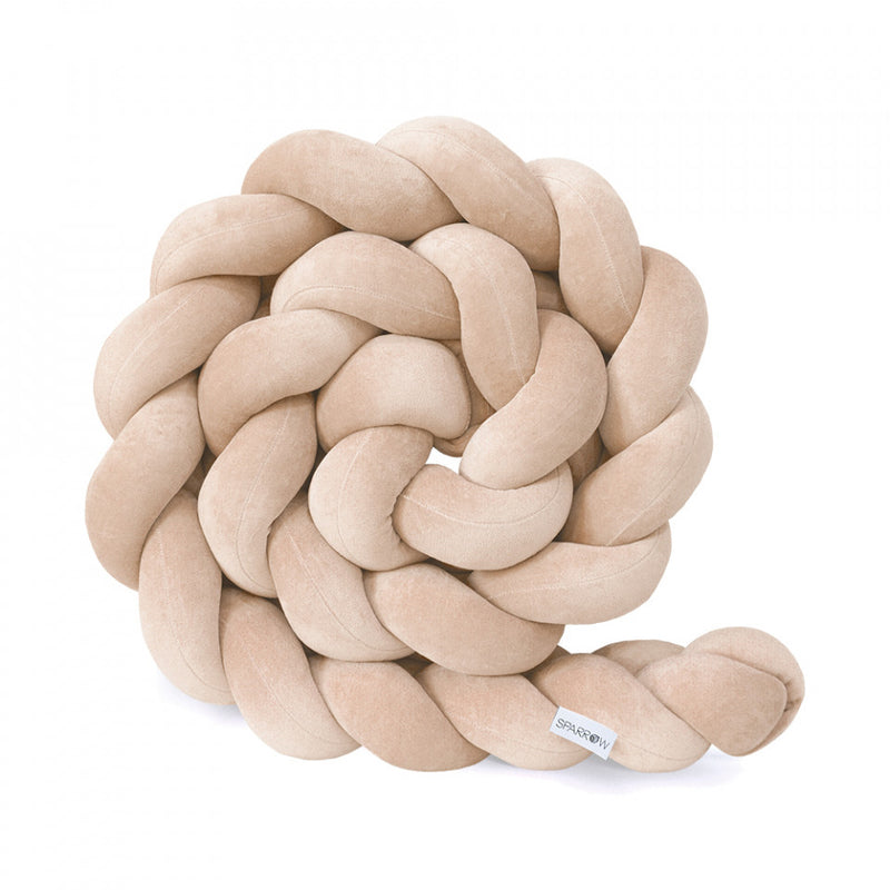 Protectie impletita din bumbac catifelat, Sparrow, Velvet Beige, 200cm