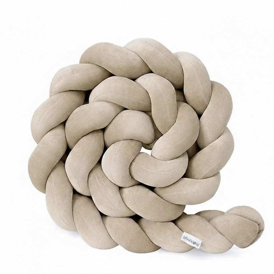 Protectie impletita din bumbac catifelat, Sparrow, Velvet Cappuccino, 200cm