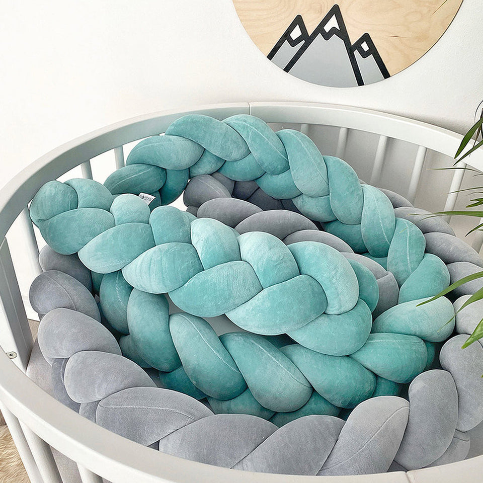 Protectie impletita din bumbac catifelat, Sparrow, Velvet Classic Grey, 200cm