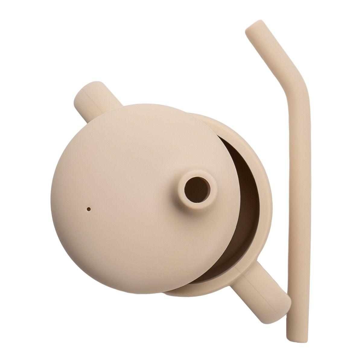 Cana din silicon cu pai, AppeKids - Bubble Beige