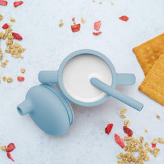 Cana din silicon cu pai, AppeKids - Aqua Blue