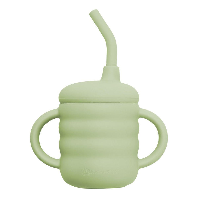 Cana din silicon cu pai, AppeKids - Raw Green
