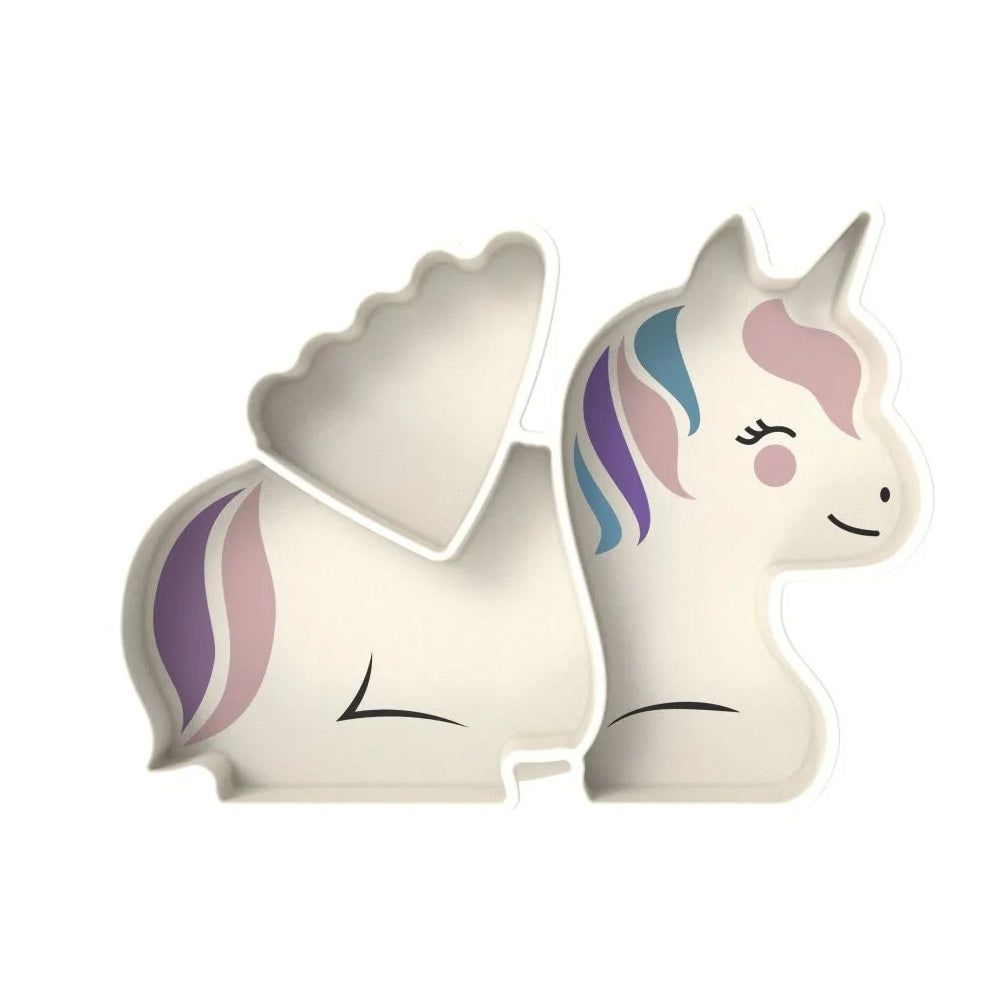 Farfurie Unicorn din silicon cu compartimente si ventuza.