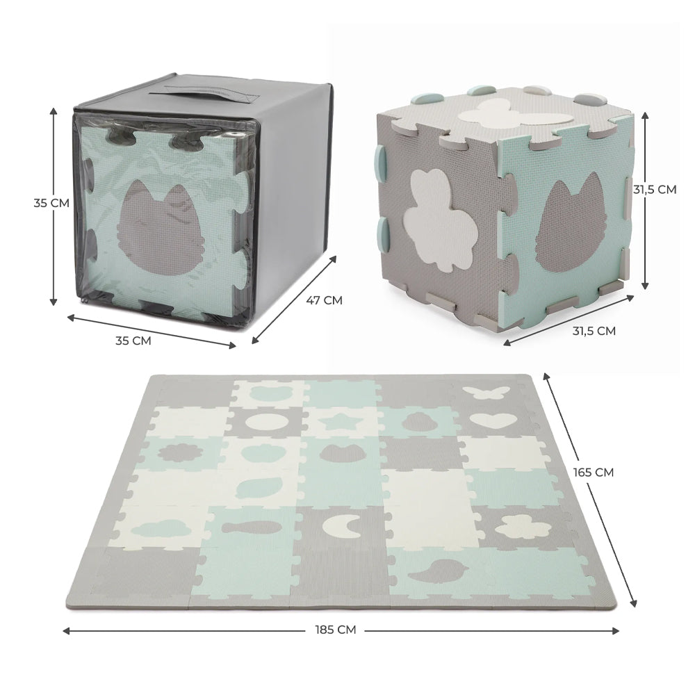 Covoras puzzle din spuma Luno Shapes, 165x185cm, Kinderkraft