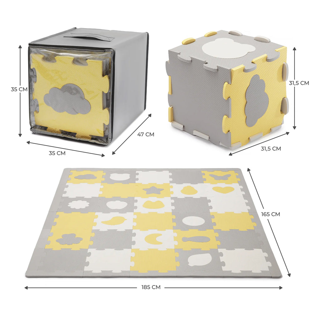 Covoras puzzle din spuma Luno Shapes, 165x185cm, Kinderkraft