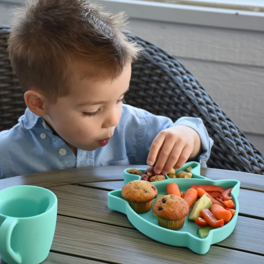 Farfurie Rechin din silicon cu compartimente si ventuza