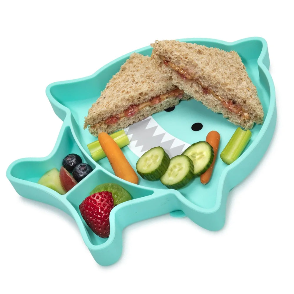 Farfurie Rechin din silicon cu compartimente si ventuza