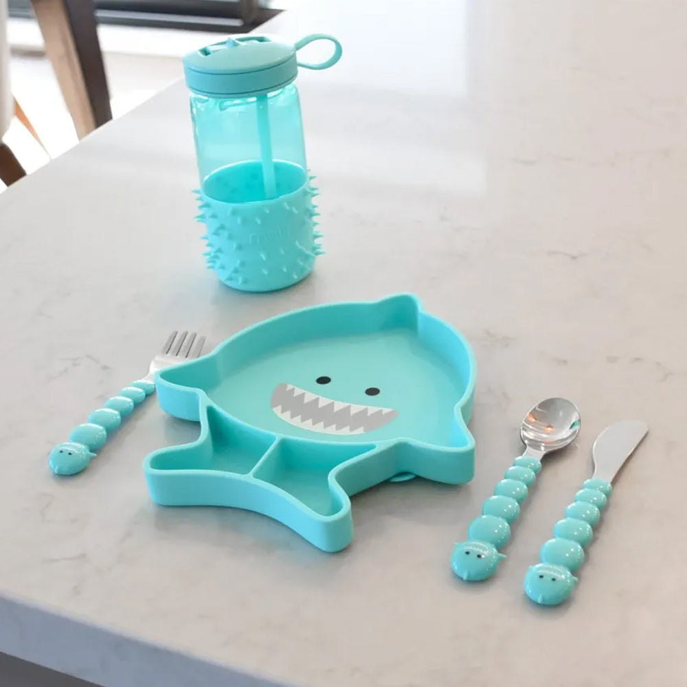 Farfurie Rechin din silicon cu compartimente si ventuza