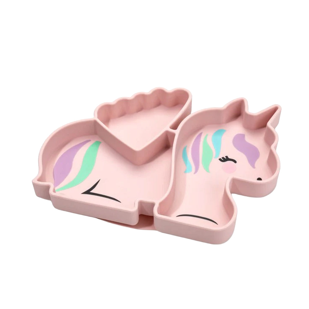 Farfurie Unicorn din silicon cu compartimente si ventuza.