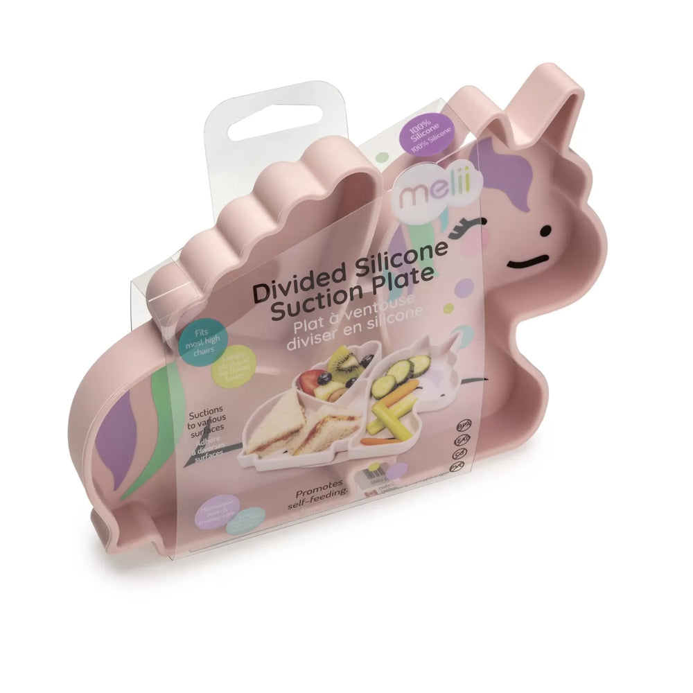 Farfurie Unicorn din silicon cu compartimente si ventuza.