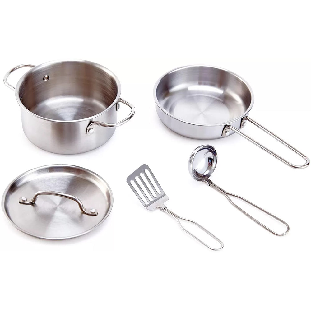 Mini bucatarie Hape din lemn, cu accesorii din inox