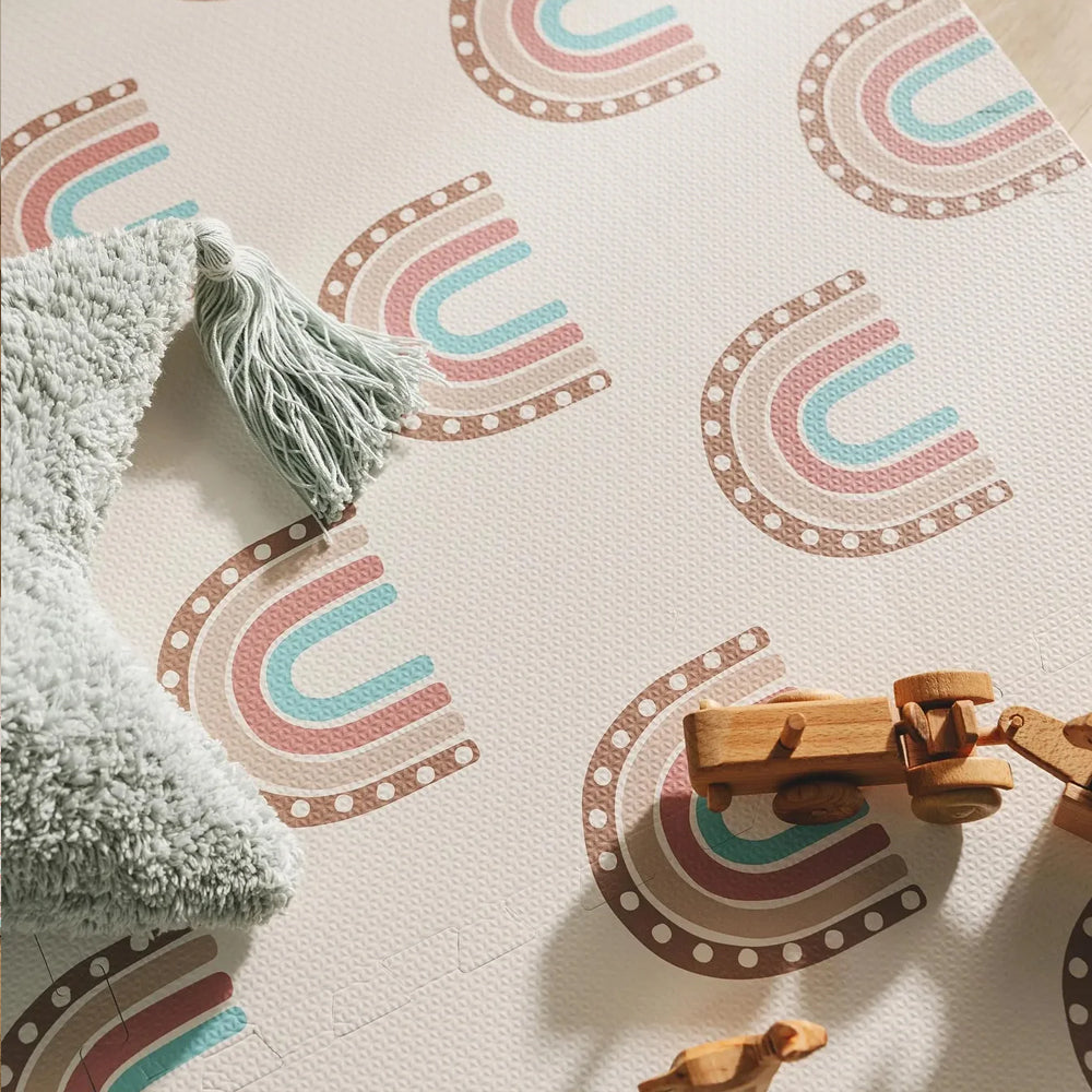 Covoras puzzle din spuma Curcubeu, 120x180cm, 6 piese