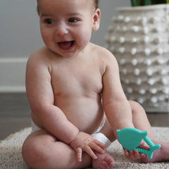 Set 2 buc, jucarii dentitie din silicon, Dino si Rechin, Melii