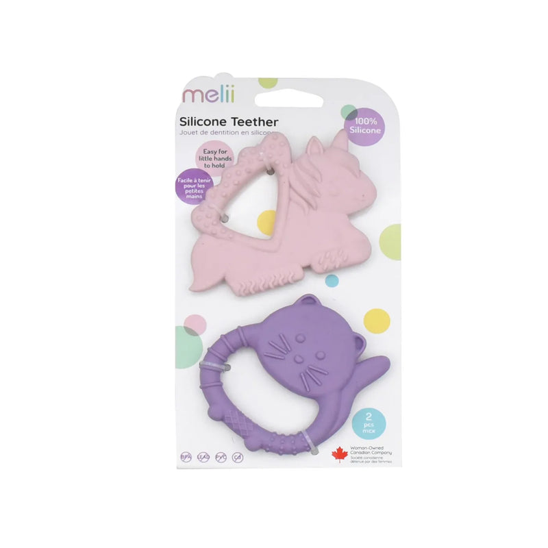 Set 2 buc, jucarii dentitie din silicon, Pisica si Unicorn, Melii