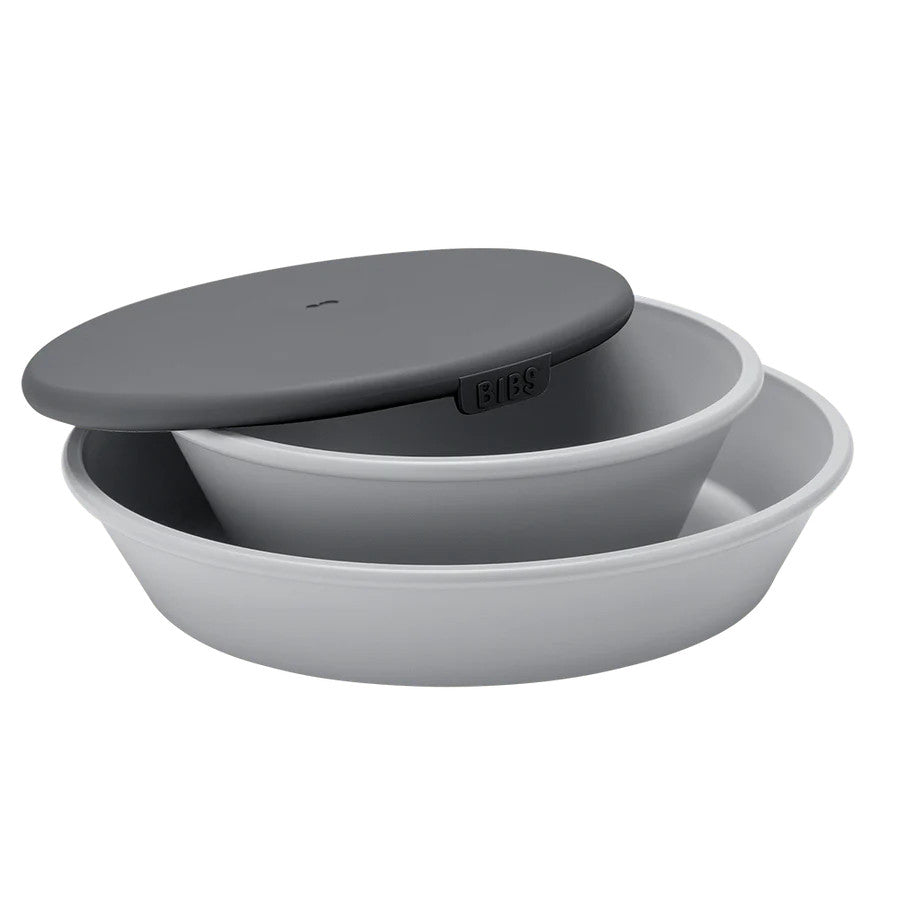 Set pentru hranire si diversificare, farfurie + bol cu capac + 2 lingurite, Bibs Mini Meal, Cloud