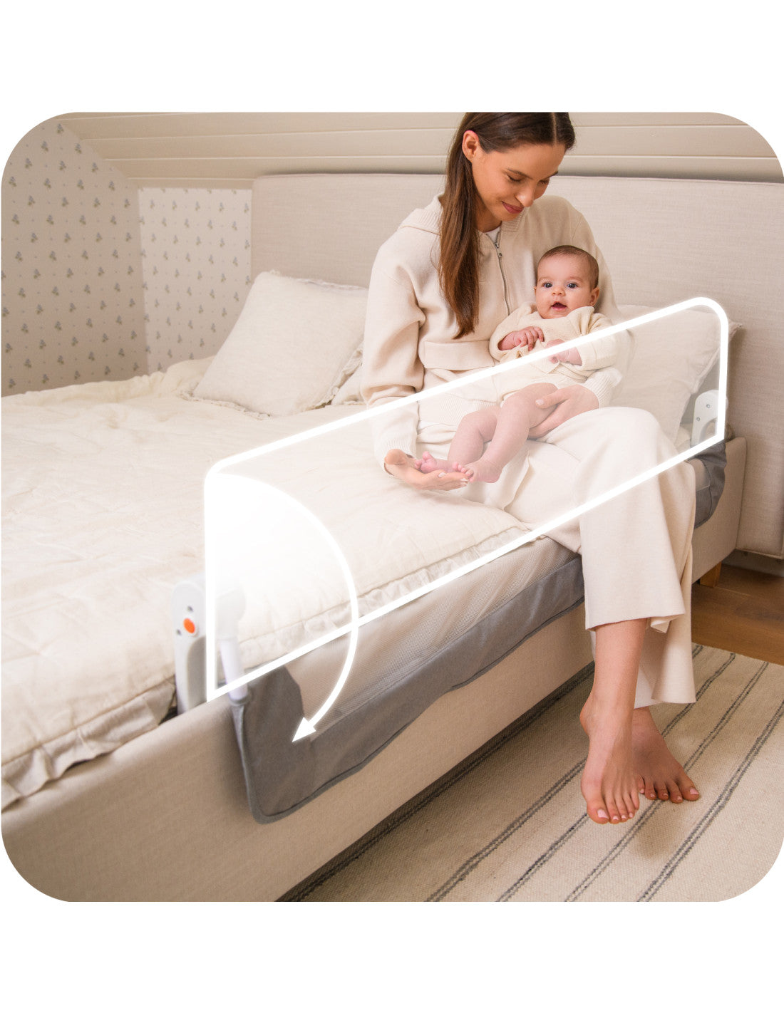 Bariera de siguranta rabatabila pentru pat. MoMi Lexi Plus, 150cm