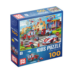 Puzzle Fire Trucks – Puzzle copii, 100 piese