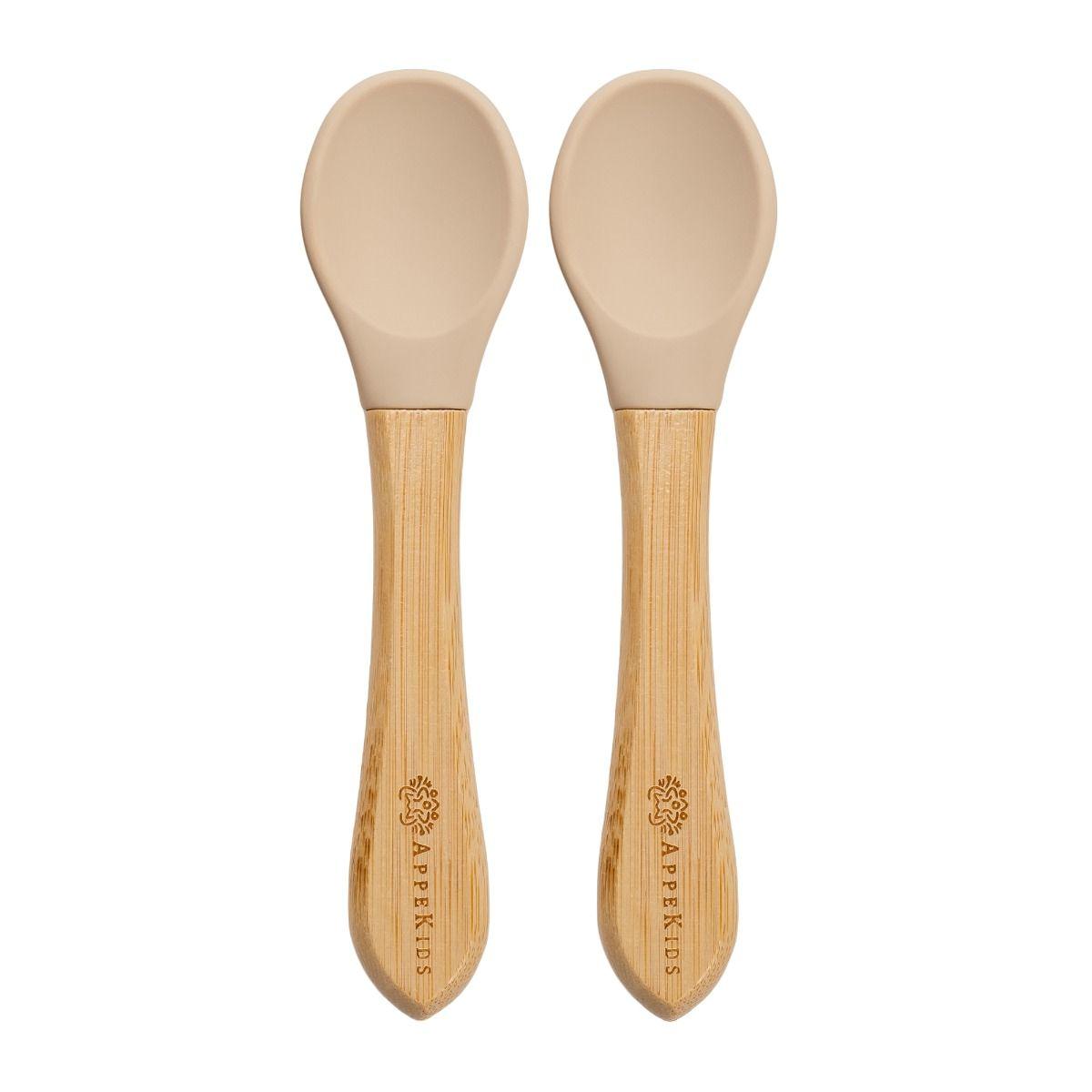 Set lingurite din bambus, AppeKids, Bubble Beige