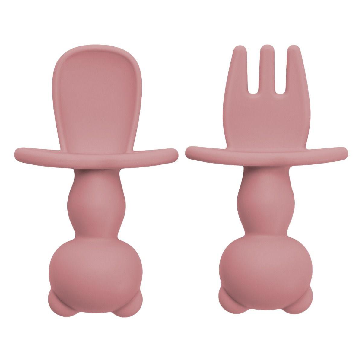 Set Tacamuri din silicon, AppeKids, Panda, Old Rose