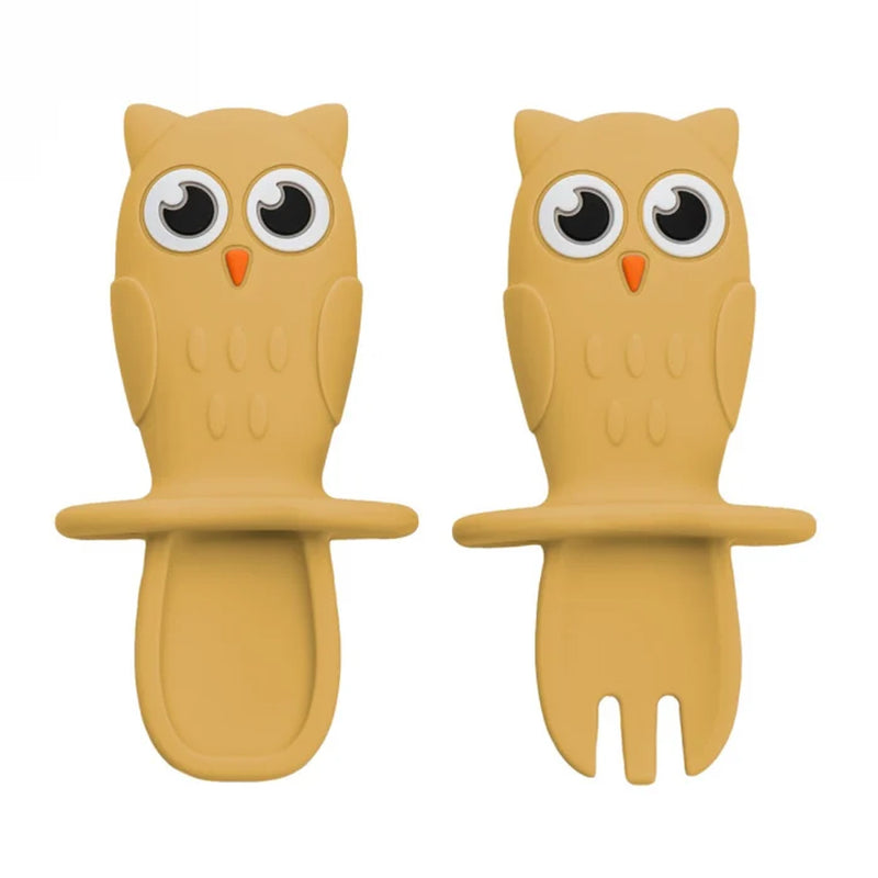 Set lingurite din silicon, AppeKids, Owl, Honey