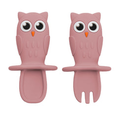 Set lingurite din silicon, AppeKids, Owl, Old Rose