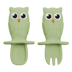 Set lingurite din silicon, AppeKids, Owl, Raw Green