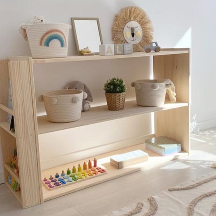 Etajera Montessori Tadalah cu biblioteca laterală pentru cărți