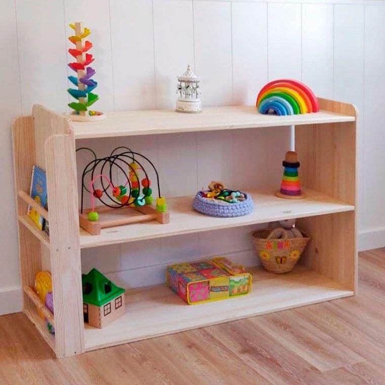 Etajera Montessori Tadalah cu biblioteca laterală pentru cărți